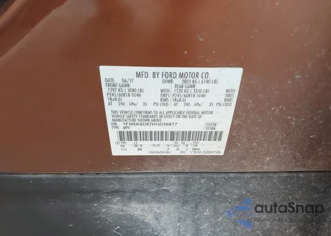 2017 Ford Explorer Xlt z USA, uszkodzony, nr VIN 1FM5K8D87HGD56877